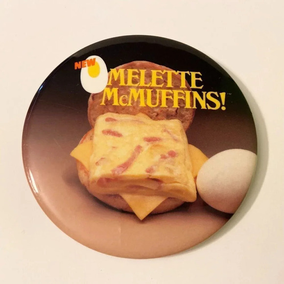 Vintage McDonalds Omelette McMuffins Button Pin Collectible Pinback - Picture 2 of 10
